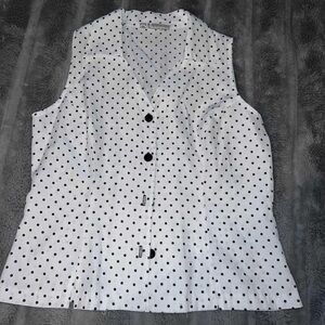 Dress Barn White and Black Polka Dot Blouse